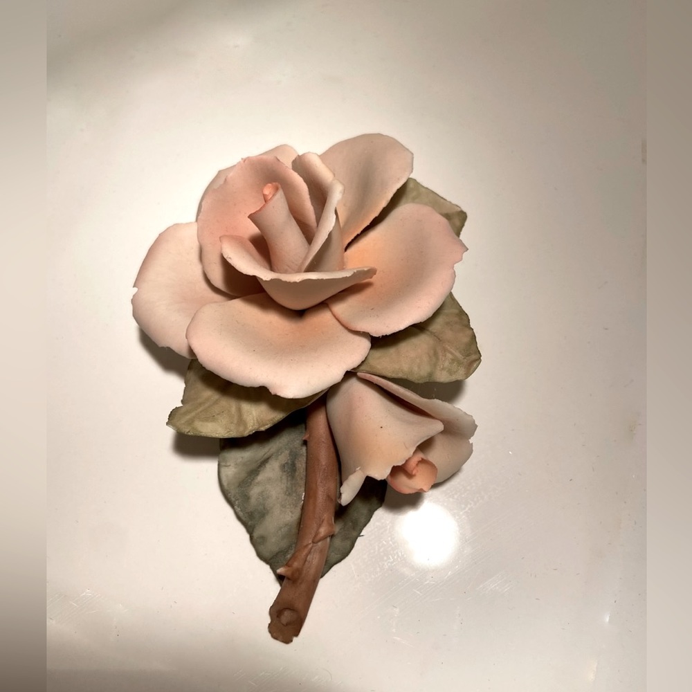 Vintage Authentic Napoleon Capodimonte Blush Rose Bisque Porcelain Made in Italy